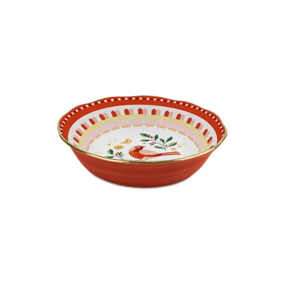 Baci Milano Mamma Mia Kuş Desenli Kırmızı Meyve Kasesi