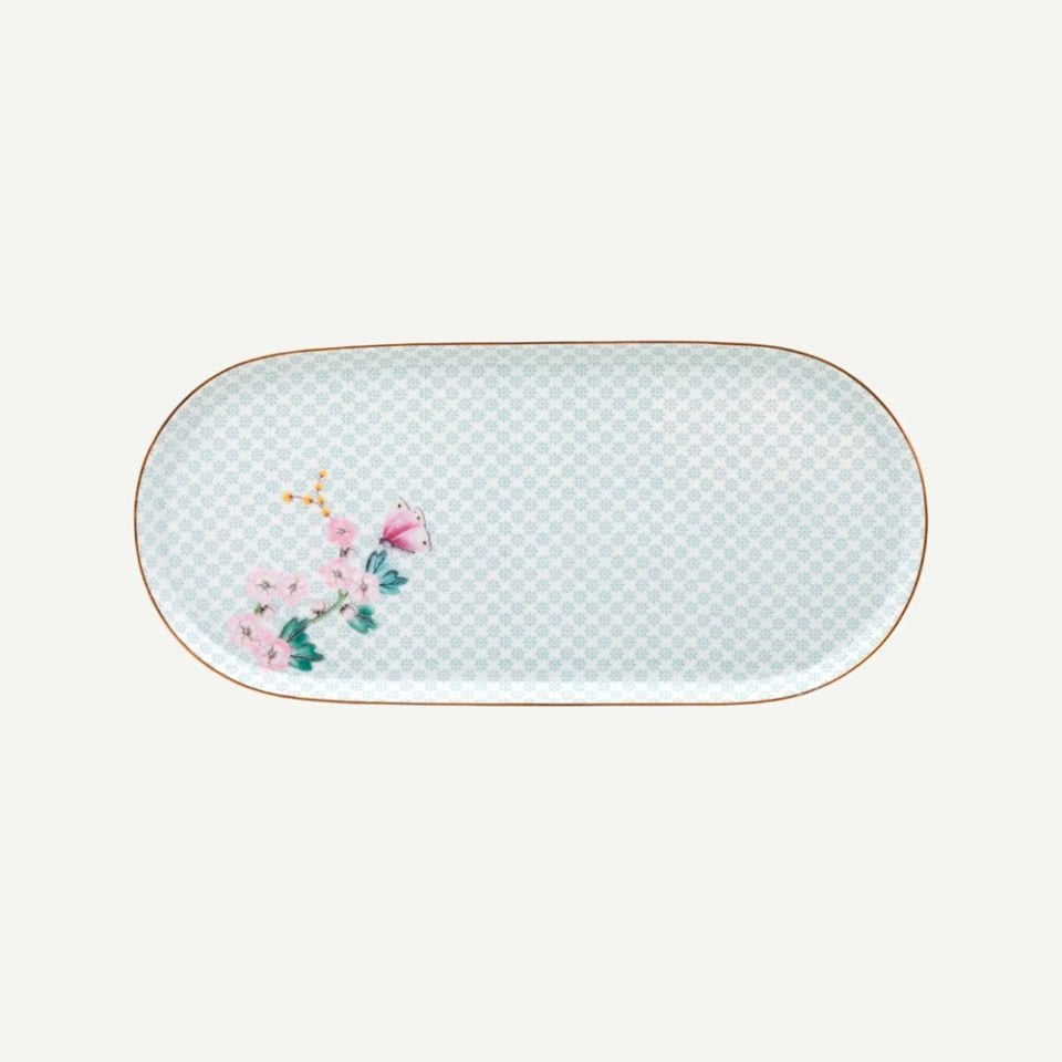 Beyaz Oval Servis Tabağı 25X12 cm. Blushing Birds Collection by Pip Studio