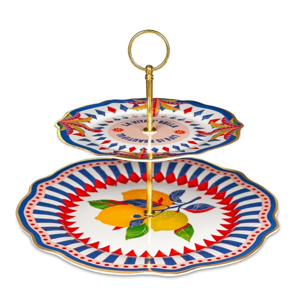 Baci Milano Dolce Vita Limon Desenli Kek Standı 31 Cm