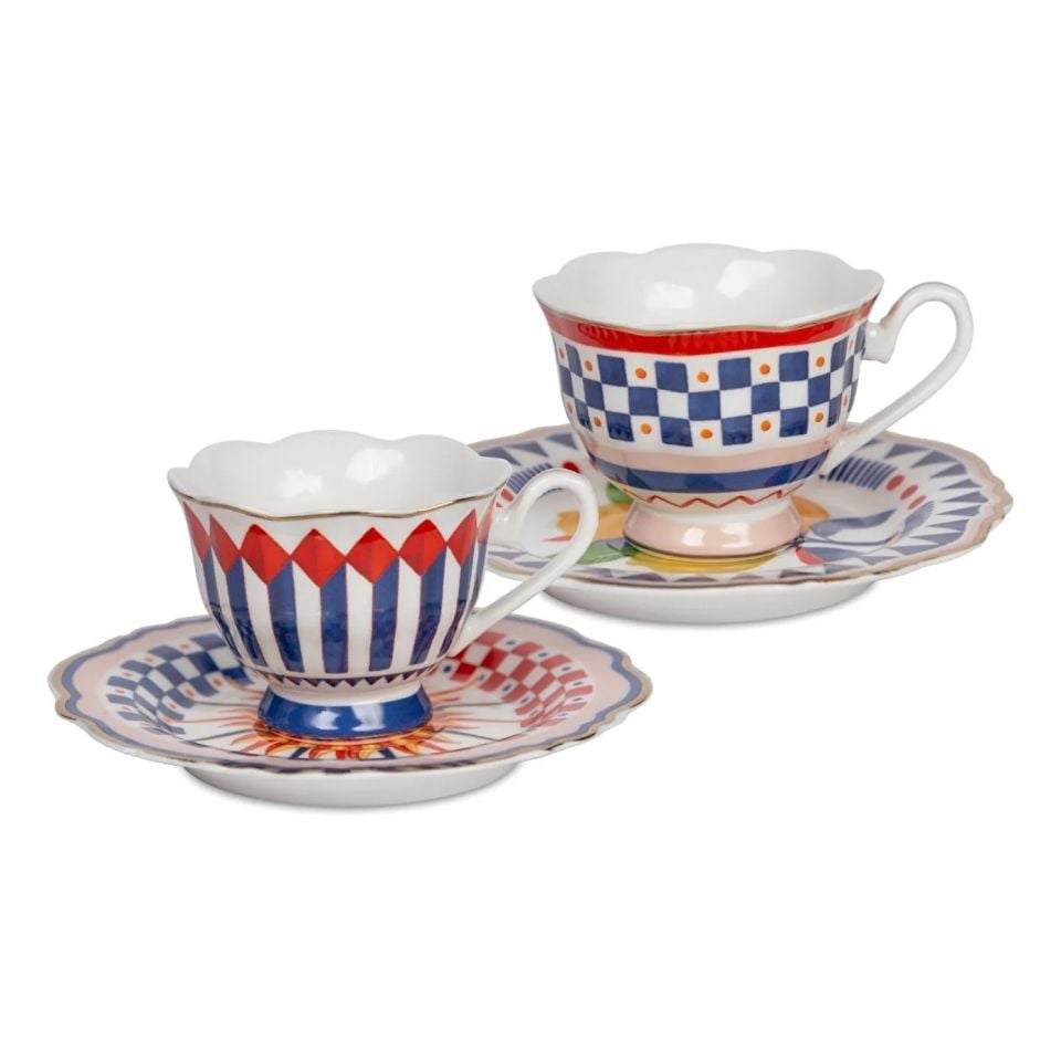 Baci Milano Dolce Vita Çok Renkli Kahve Fincan Takımı