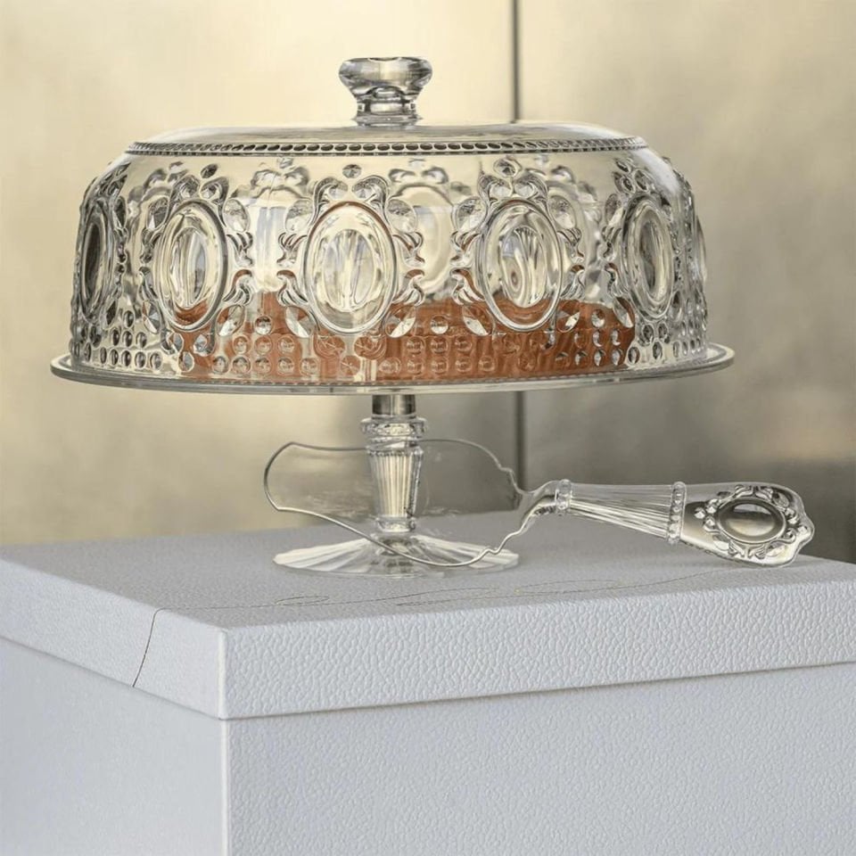 Baci Milano Baroque Rock Cake Kek Dilimleyici Şeffaf 26 cm x 7 cm