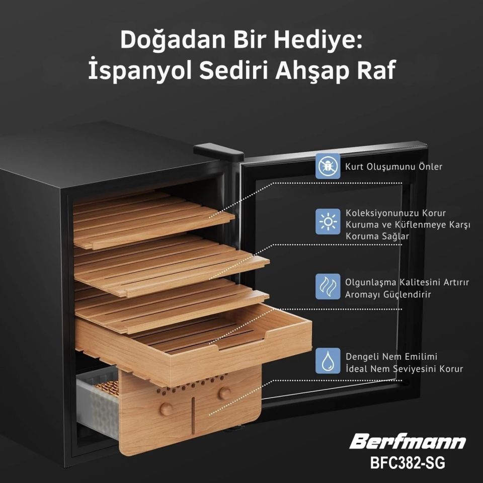 Berfmann Elektronik Humidor Puro Dolabı (382 Puro Kapasitesi)
