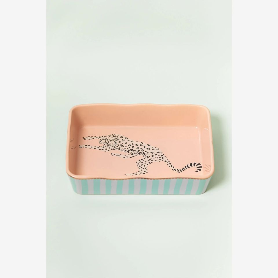 Pembe Porselen Fırın Kabı 26X18x6 Cm Animals Collection by Yvonne Ellen