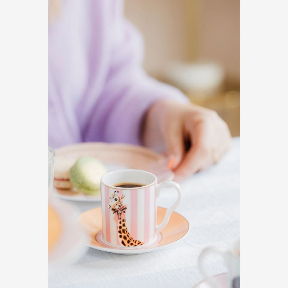 Pembe Porselen Kahve Fincan Seti 60 Ml Animals Collection by Yvonne Ellen