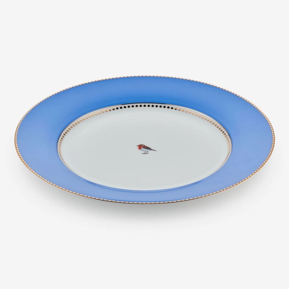 Mavi Porselen Yemek Tabağı 26,5 Cm Love Birds Collection by Pip Studio