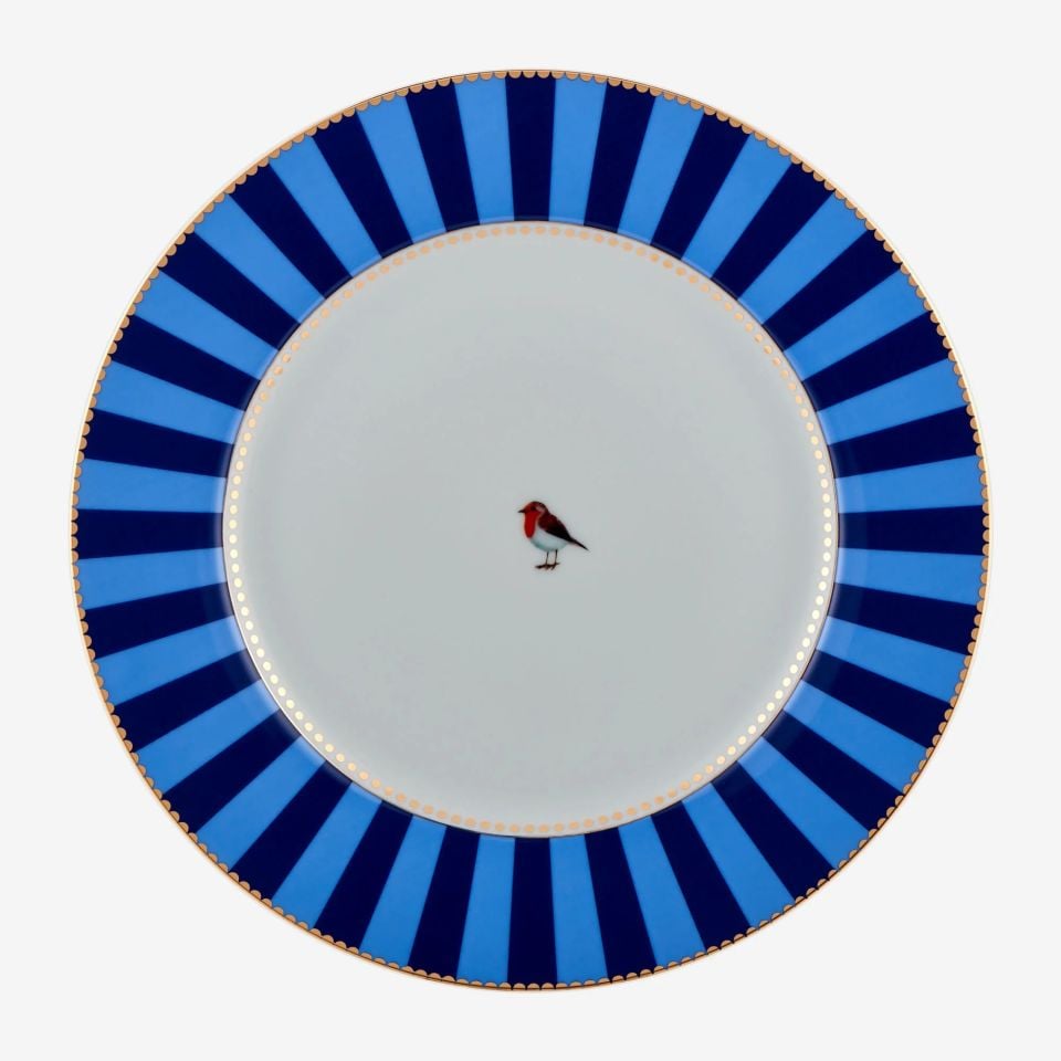 Mavi Porselen Yemek Tabağı 26,5 Cm Love Birds Collection by Pip Studio