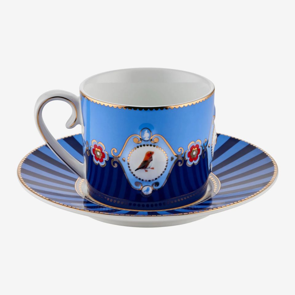 Mavi Porselen Çay Fincanı 200 Ml Love Birds Collection by Pip Studio