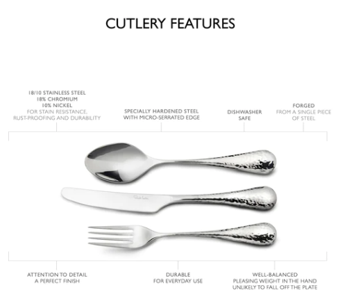 Robert Welch Honeybourne Bright Çatal Bıçak Takımı, 84 Parça 12 Kişilik HONBR1099V/84