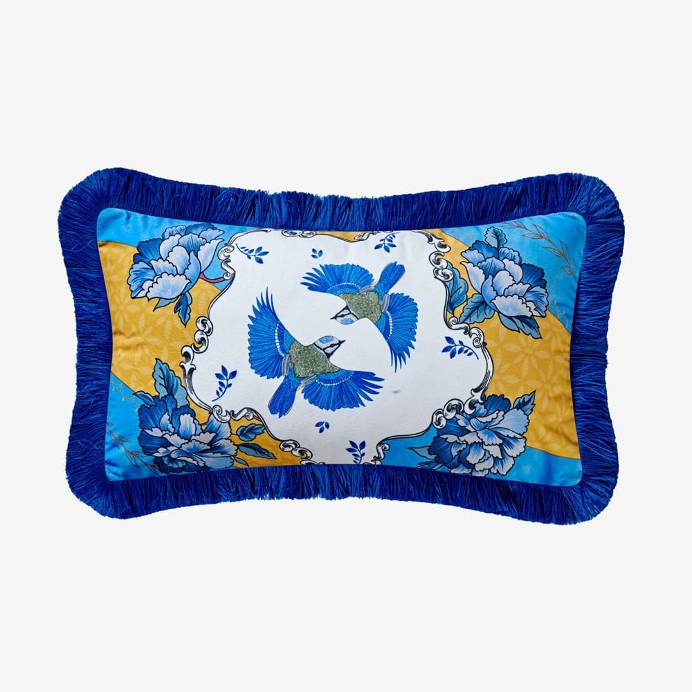 Mavi Kadife Dekoratif Yastık 30X50 Cm Allure Collection by Chiara Alessi