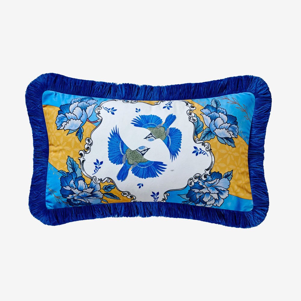 Mavi Kadife Dekoratif Yastık 30X50 Cm Allure Collection by Chiara Alessi