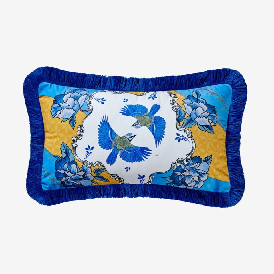 Mavi Kadife Dekoratif Yastık 30X50 Cm Allure Collection by Chiara Alessi