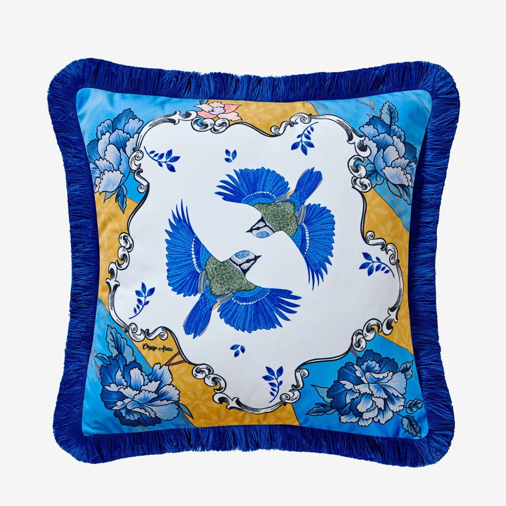 Mavi Kadife Dekoratif Yastık 43X43 Cm Allure Collection by Chiara Alessi