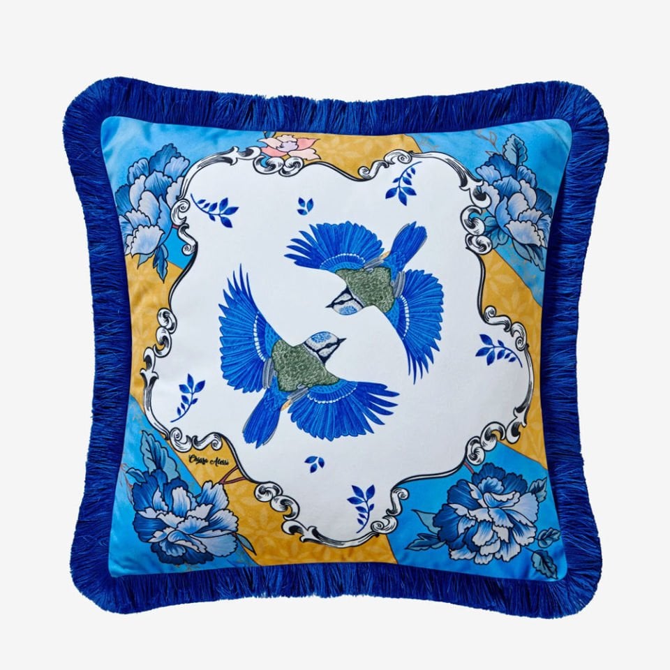 Mavi Kadife Dekoratif Yastık 43X43 Cm Allure Collection by Chiara Alessi