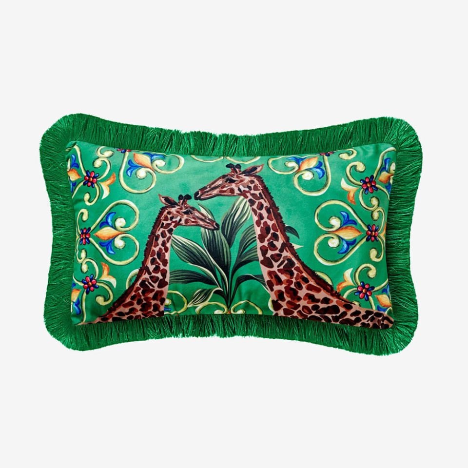 Yeşil Kadife Dekoratif Yastık 30X50 Cm Il Giardino Collection by Chiara Alessi