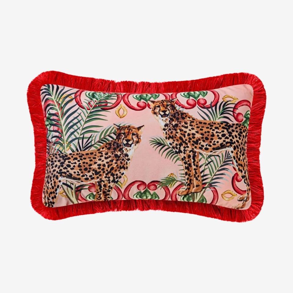 Pembe Kadife Dekoratif Yastık 30X50 Cm Il Giardino Collection by Chiara Alessi