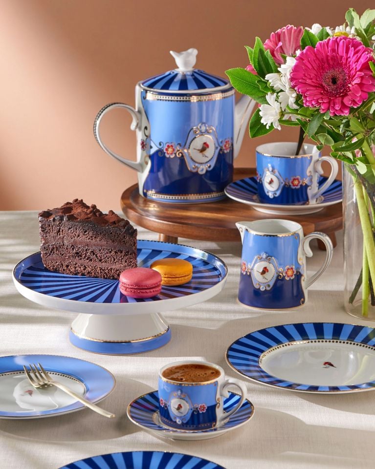 Mavi Porselen Kek Standı 24 Cm Love Birds Collection by Pip Studio