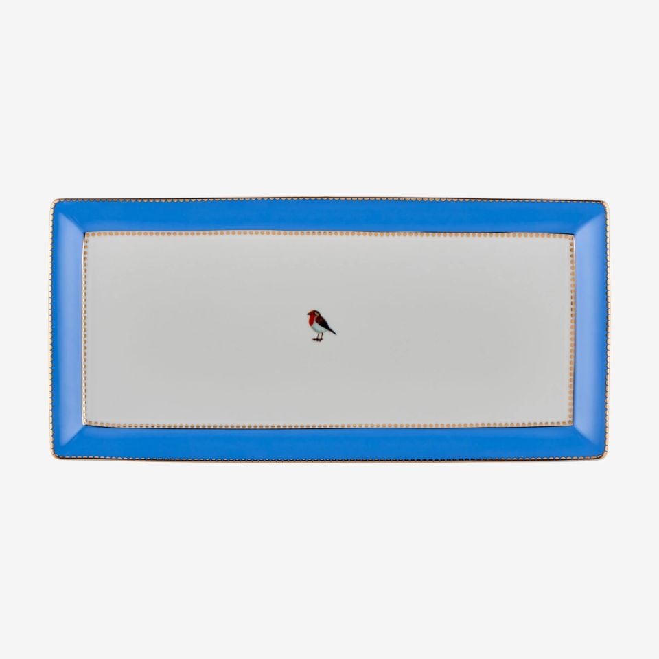 Mavi Porselen Servis Tabağı 33,3X15,5 Cm Love Birds Collection by Pip Studio