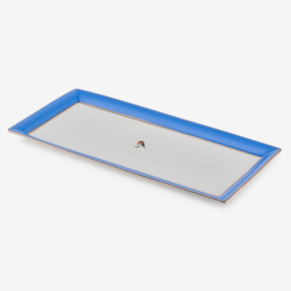 Mavi Porselen Servis Tabağı 33,3X15,5 Cm Love Birds Collection by Pip Studio