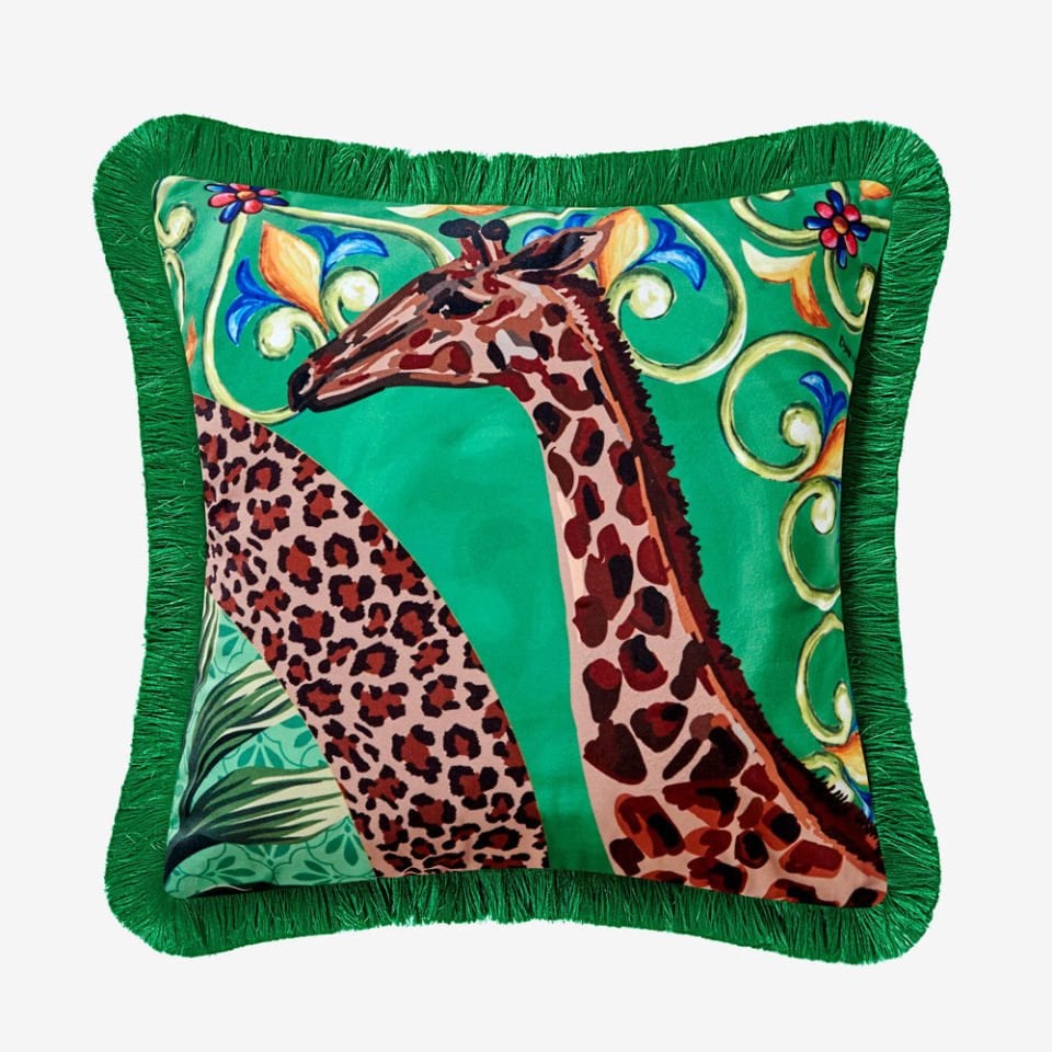 Yeşil Kadife Dekoratif Yastık 43X43 Cm Il Giardino Collection by Chiara Alessi