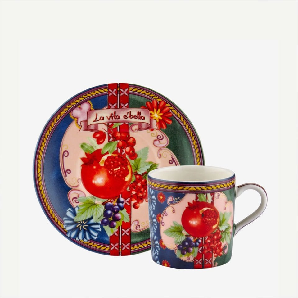 Mavi Yeşil Porselen Kahve Fincan Seti 120 Ml La Vita E Bella Collection by Chiara Alessi