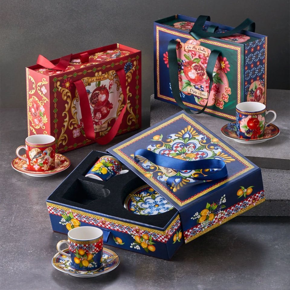 Mavi Yeşil Porselen Kahve Fincan Seti 120 Ml La Vita E Bella Collection by Chiara Alessi