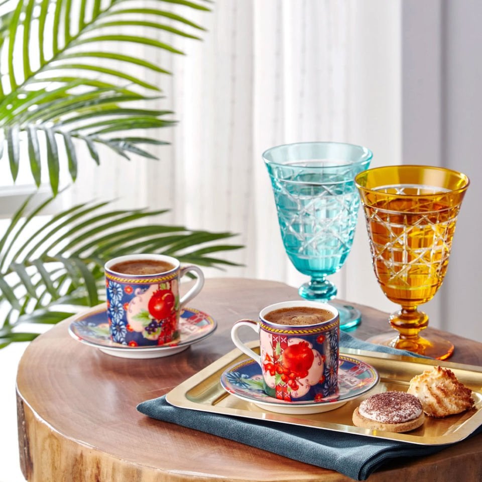 Mavi Yeşil Porselen Kahve Fincan Seti 120 Ml La Vita E Bella Collection by Chiara Alessi