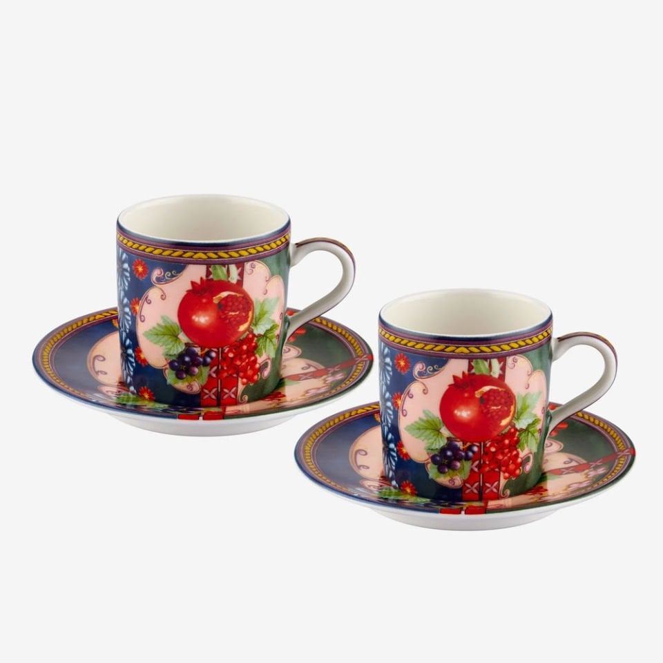 Mavi Yeşil Porselen Kahve Fincan Seti 120 Ml La Vita E Bella Collection by Chiara Alessi