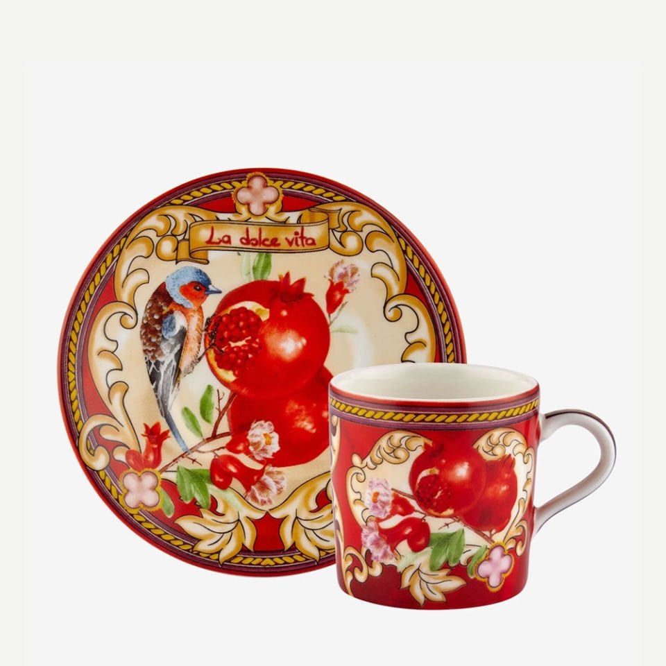 Kırmızı Porselen Kahve Fincan Seti 120 Ml La Dolce Vita Collection by Chiara Alessi