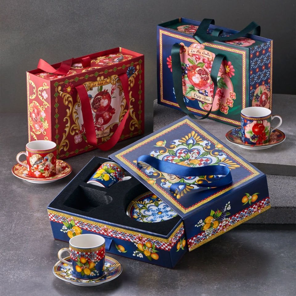 Kırmızı Porselen Kahve Fincan Seti 120 Ml La Dolce Vita Collection by Chiara Alessi