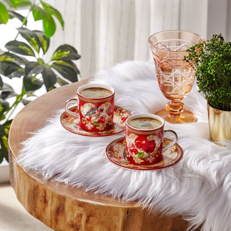 Kırmızı Porselen Kahve Fincan Seti 120 Ml La Dolce Vita Collection by Chiara Alessi