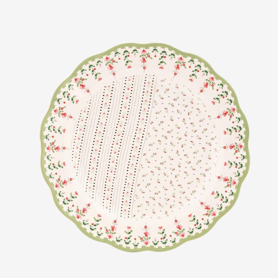 Yeşil Porselen Yemek Tabağı 26,5 Cm Spring Birds Collection by Cath Kidston