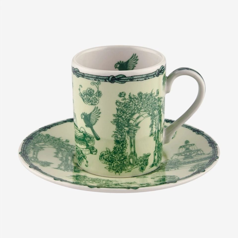 Yeşil Porselen Kahve Fincan Seti 120 Ml Fontana Collection by Chiara Alessi