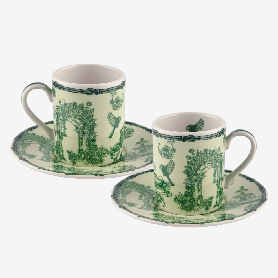 Yeşil Porselen Kahve Fincan Seti 120 Ml Fontana Collection by Chiara Alessi