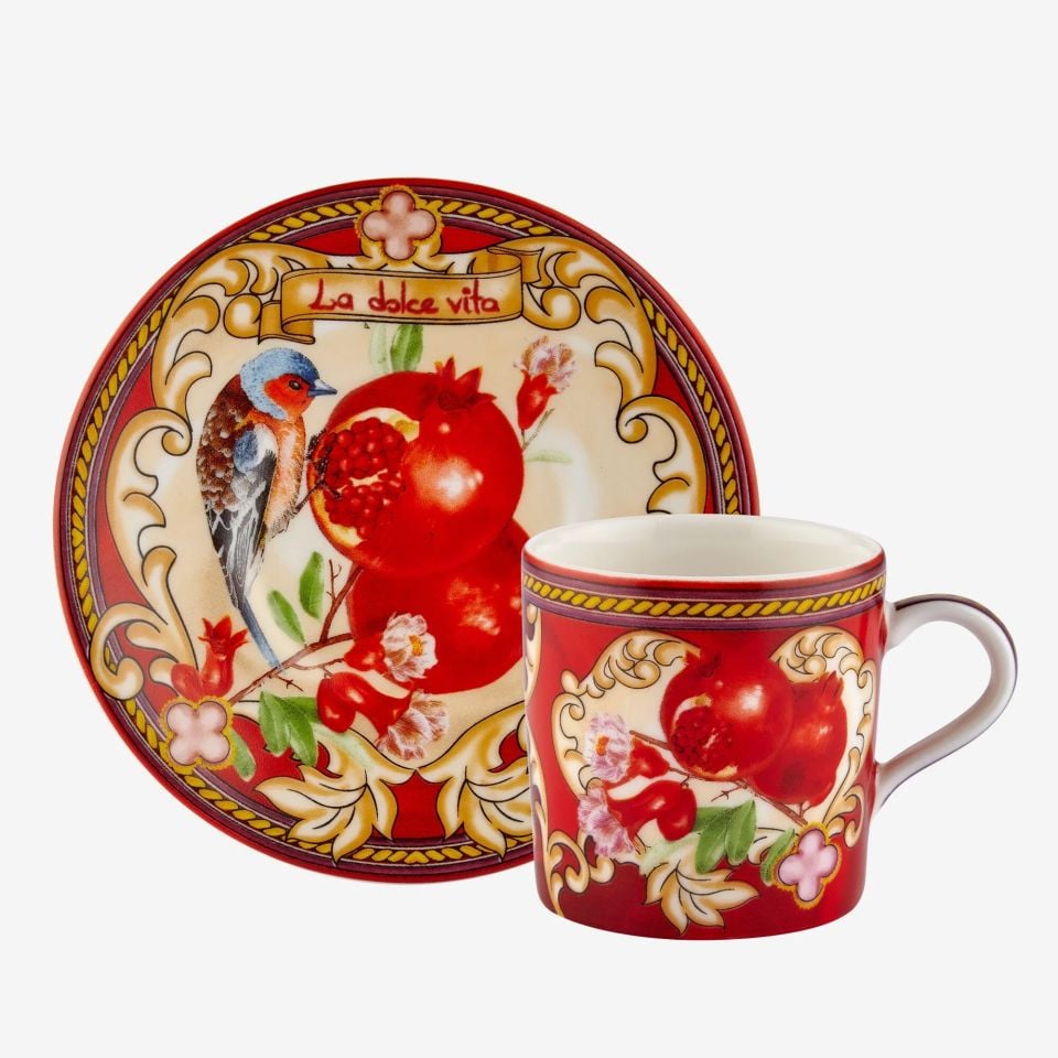 Kırmızı Porselen Kahve Fincan Seti 120 Ml Capri Collection by Chiara Alessi