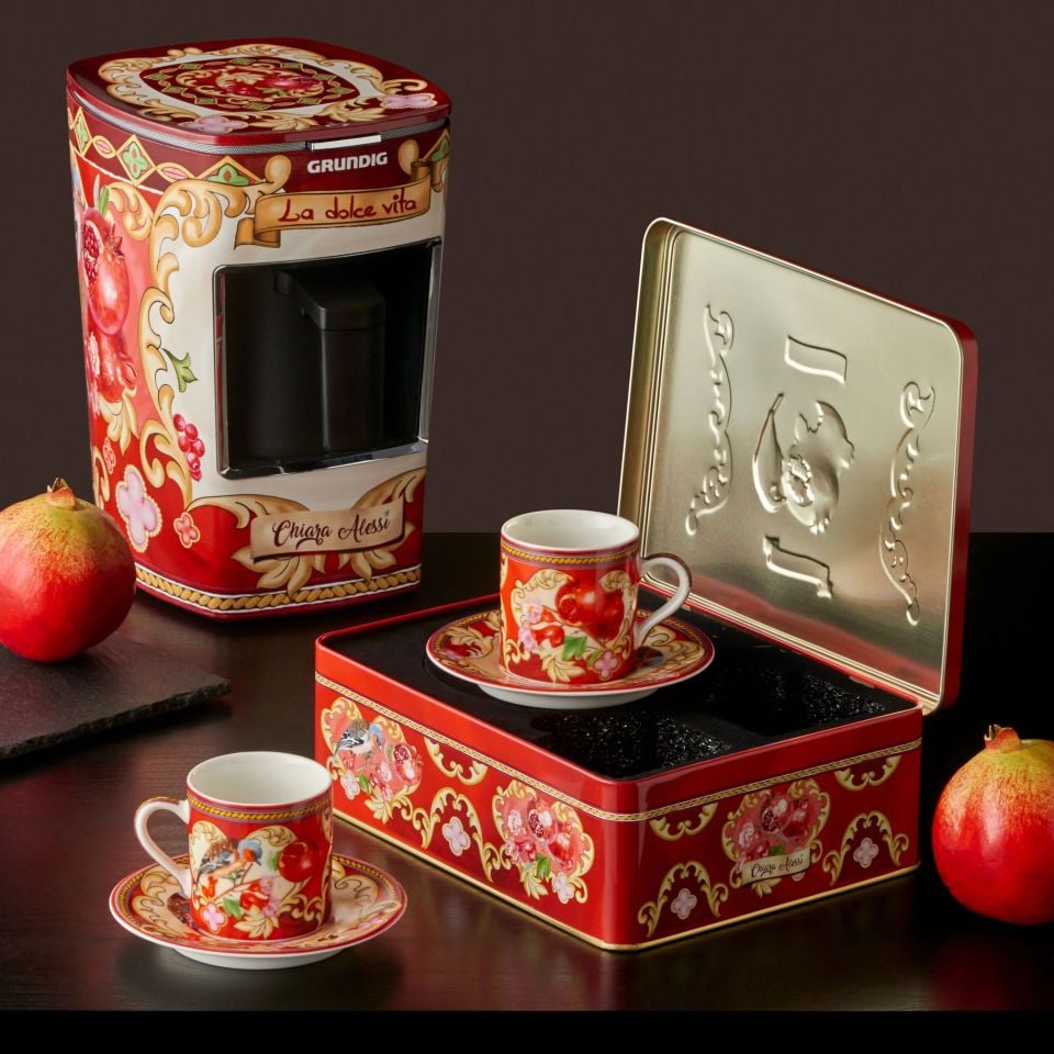 Kırmızı Porselen Kahve Fincan Seti 120 Ml Capri Collection by Chiara Alessi