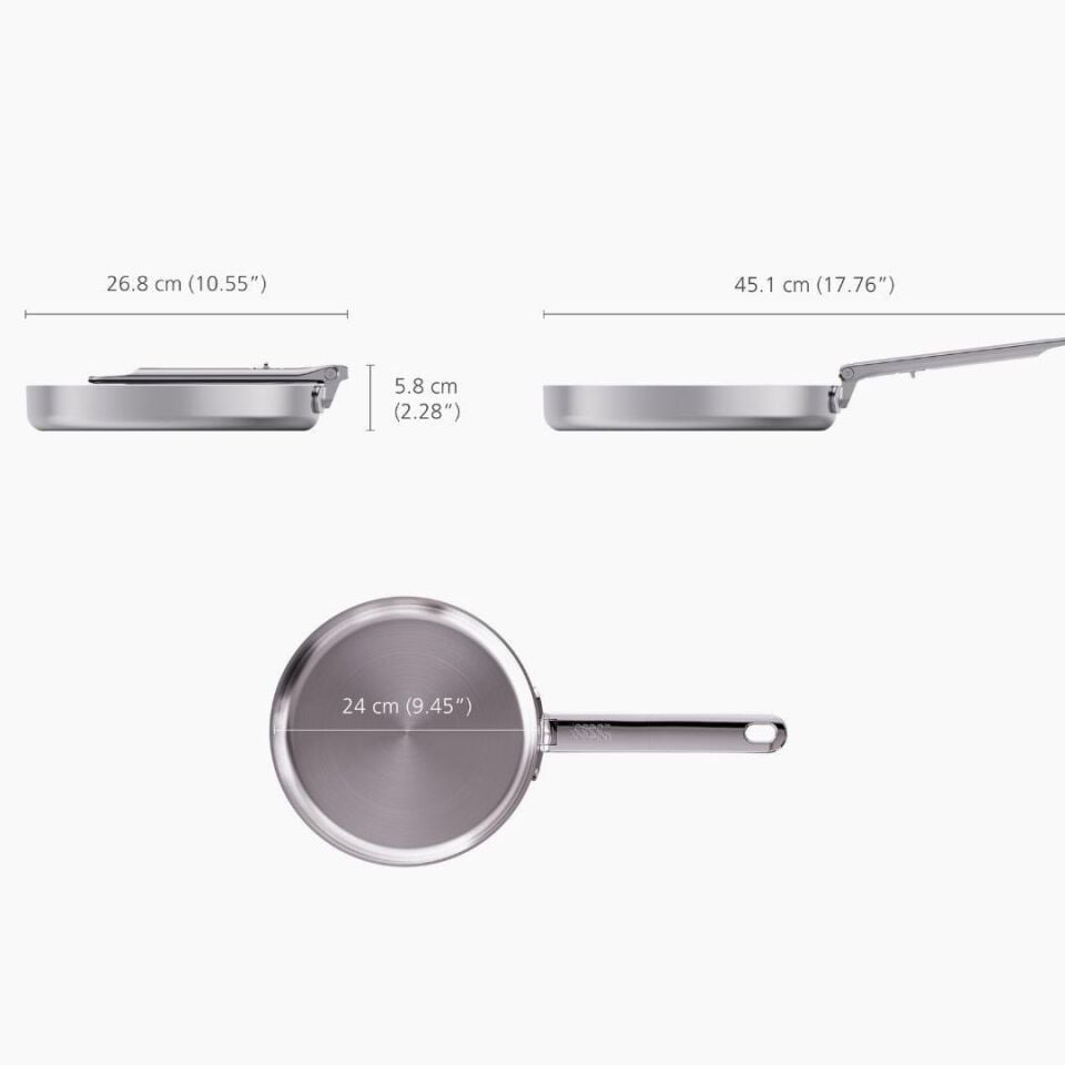 Joseph Joseph Space 3 Katmanlı Paslanmaz Çelik 24 cm Kızartma Tavası