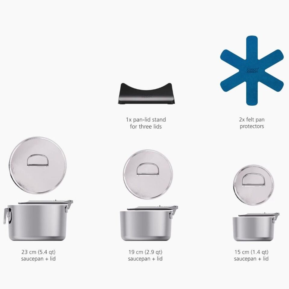 Joseph Joseph Space 3 Katmanlı Paslanmaz Çelik 9 Parça Tencere Seti