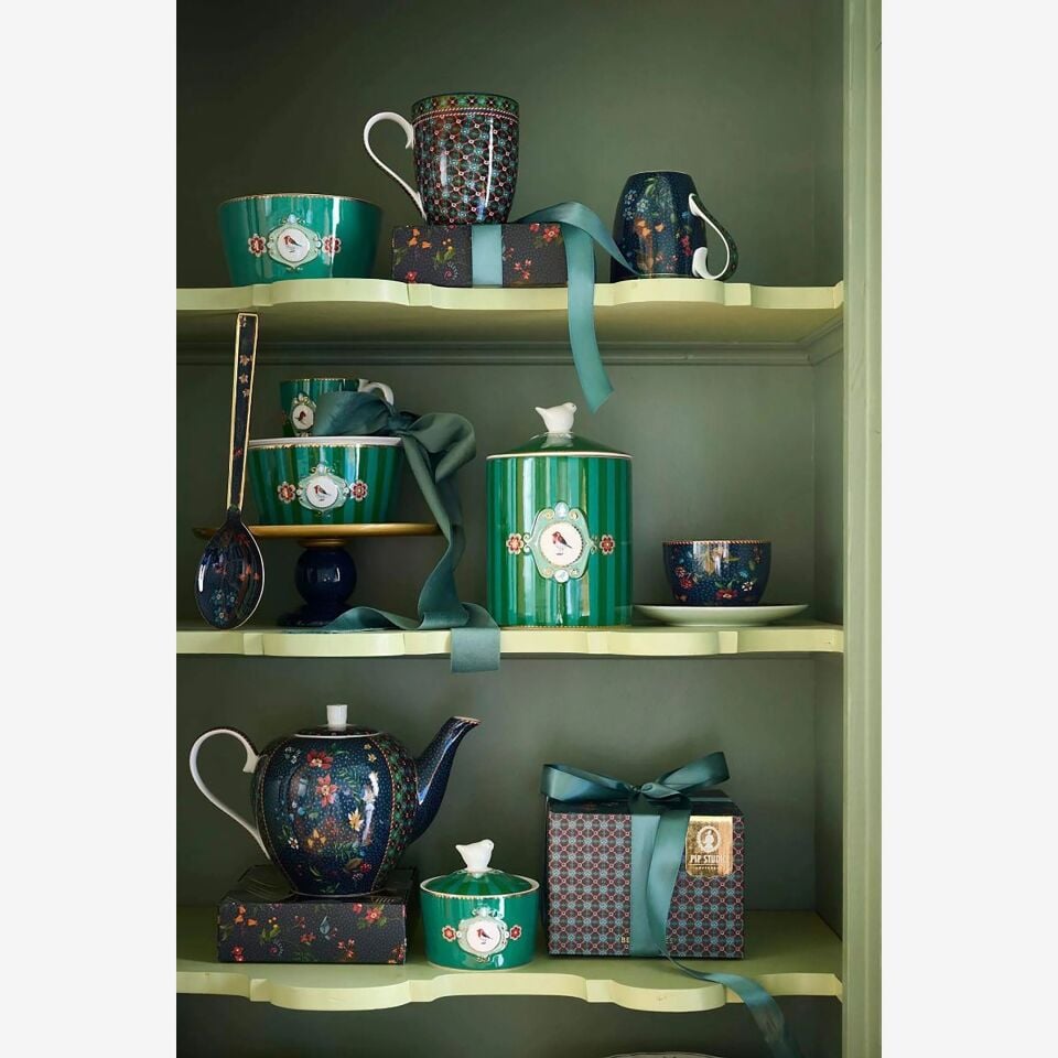 Yeşil Porselen Saklama Kabı 1300 Ml Love Birds Collection by Pip Studio