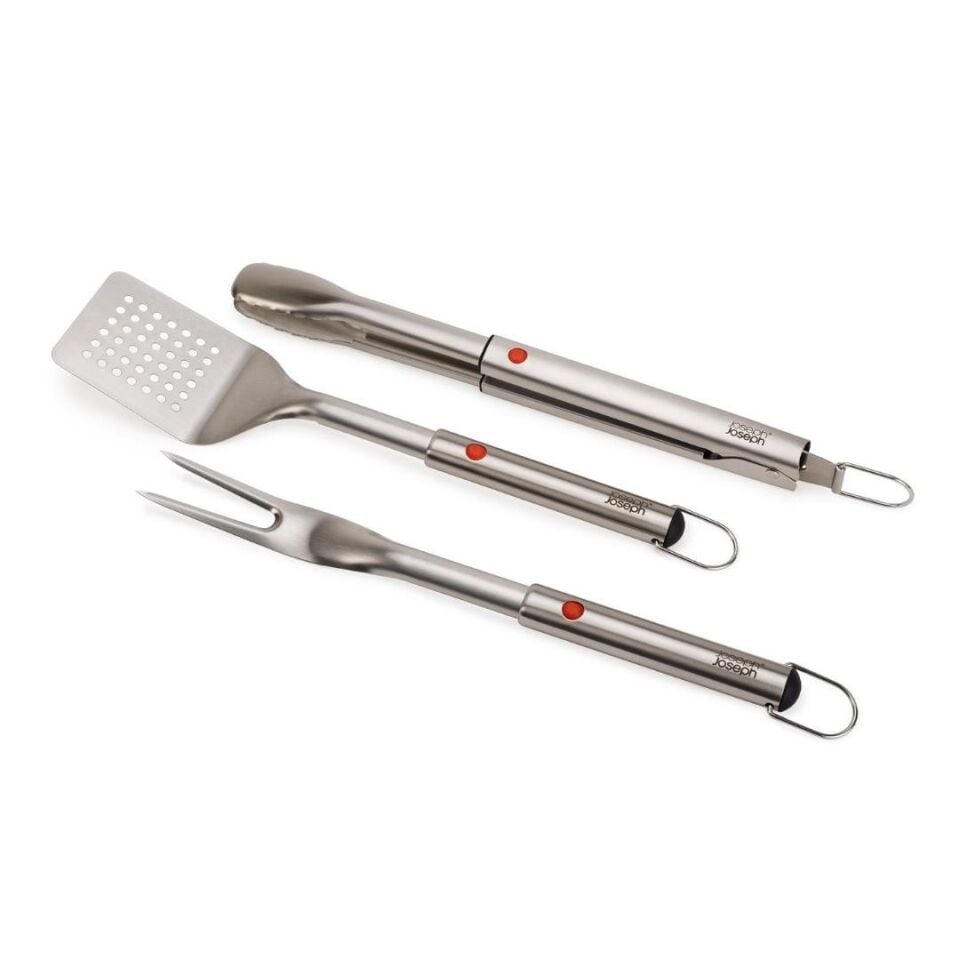 Joseph Joseph GrillOut 3 Lü Paslanmaz Çelik Barbekü Spatulası, Maşa ve Çatal Seti