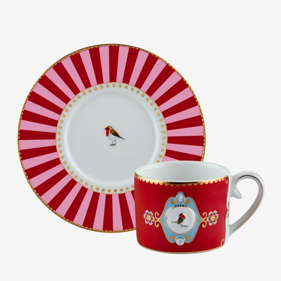 Kırmızı Porselen Kahve Fincanı 125 Ml Love Birds Collection by Pip Studio