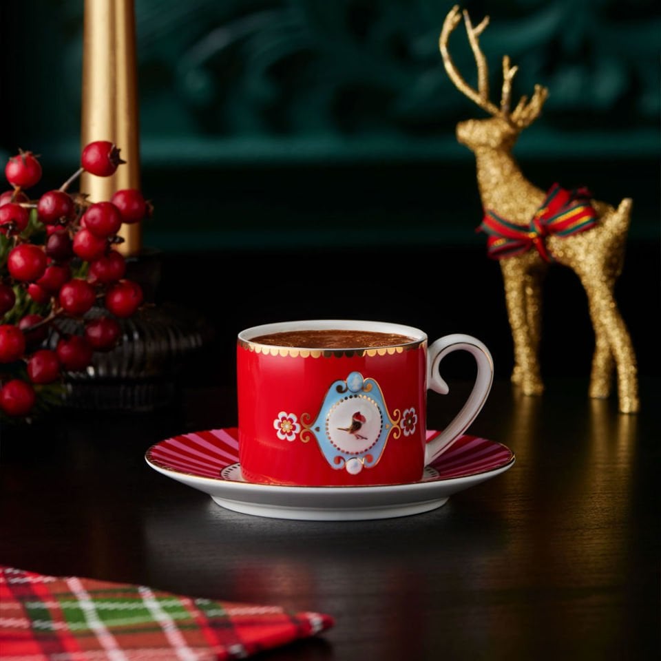 Kırmızı Porselen Kahve Fincanı 125 Ml Love Birds Collection by Pip Studio