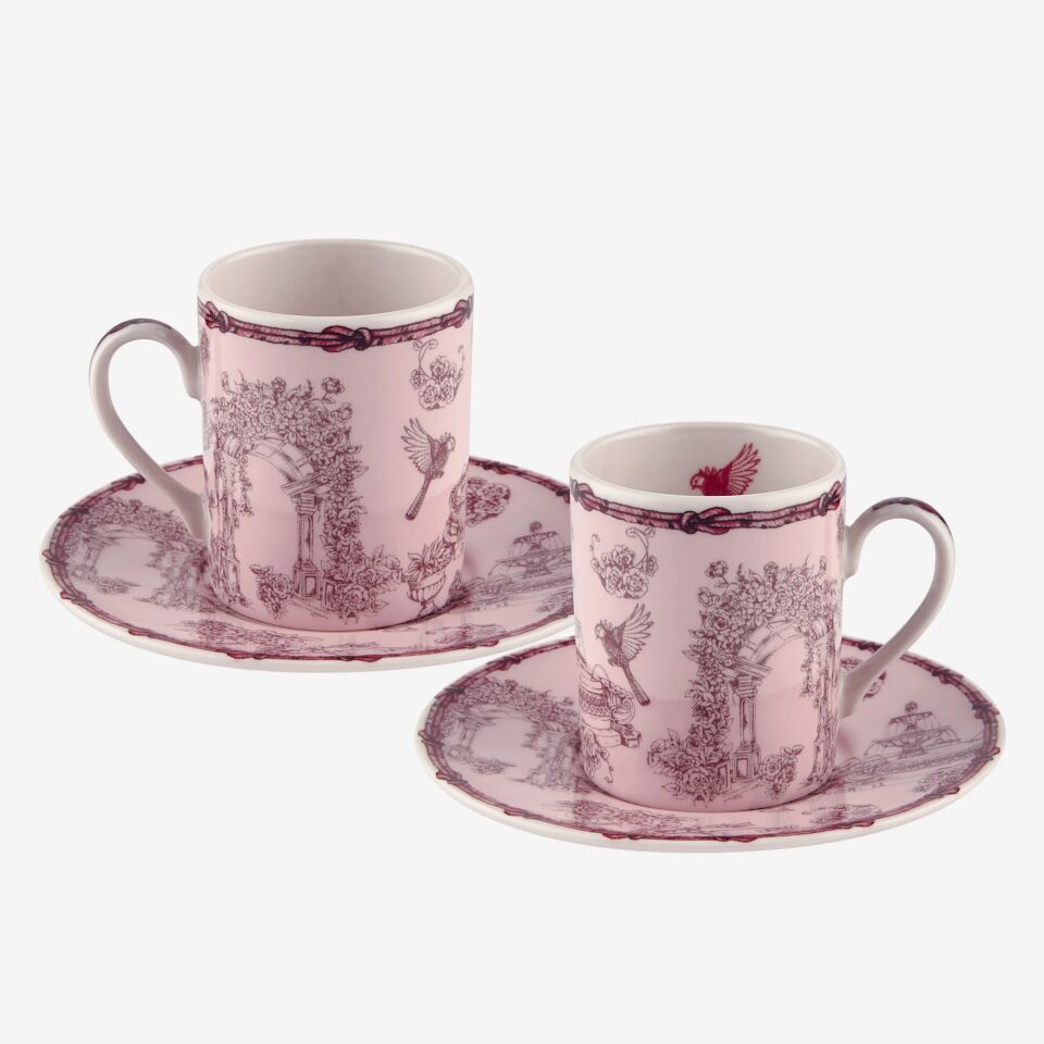 Chiara Alessi Kırmızı Porselen Kahve Fincan Seti 120 Ml Fontana Collection