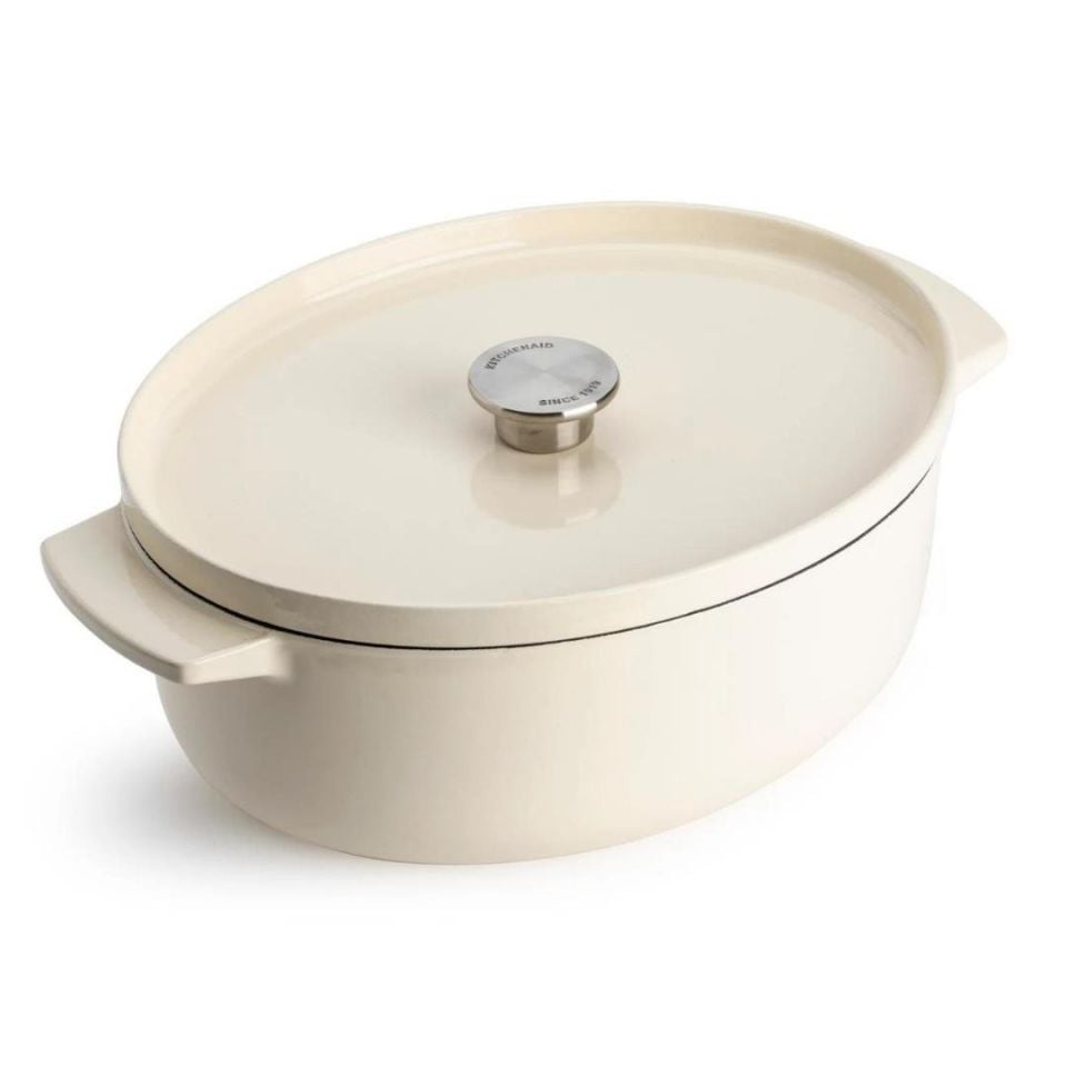 KitchenAid Oval Döküm Demir Tencere 30 cm / 5.6 L Almond Cream