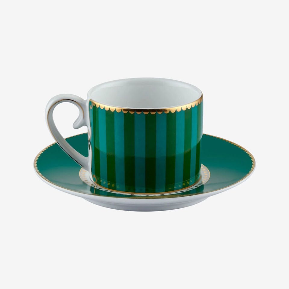 Yeşil Porselen Kahve Fincanı 125 Ml Love Birds Collection by Pip Studio