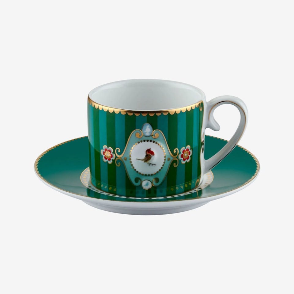 Yeşil Porselen Kahve Fincanı 125 Ml Love Birds Collection by Pip Studio