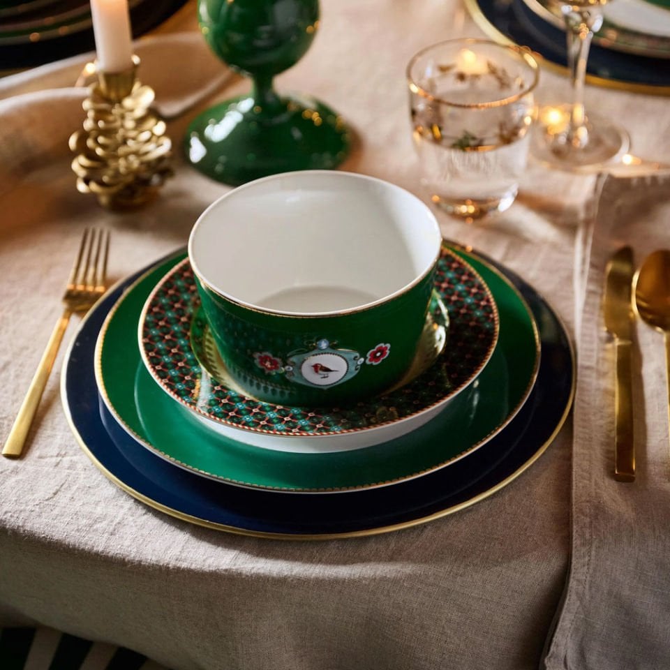 Koyu Yeşil Porselen Kase 15 Cm Love Birds Collection by Pip Studio