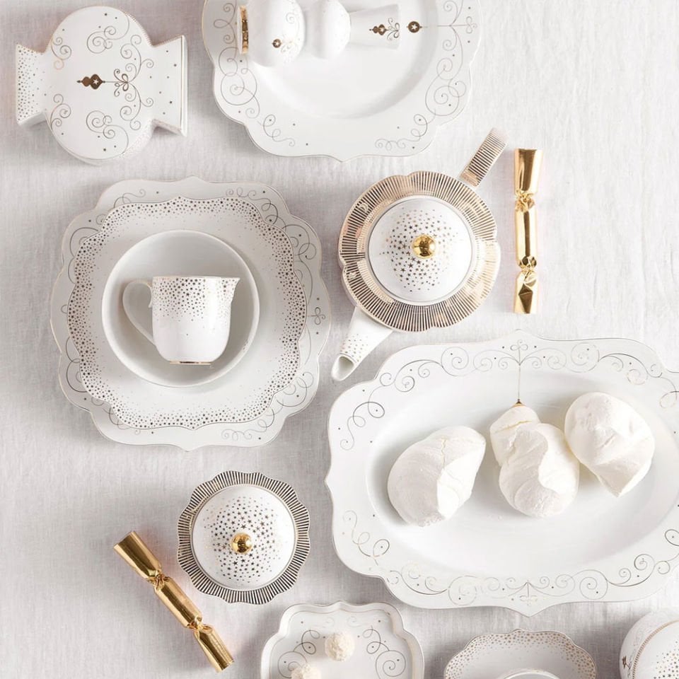 Beyaz Porselen Tepsi 26 Cm Royal Gold White Collection by Pip Studio