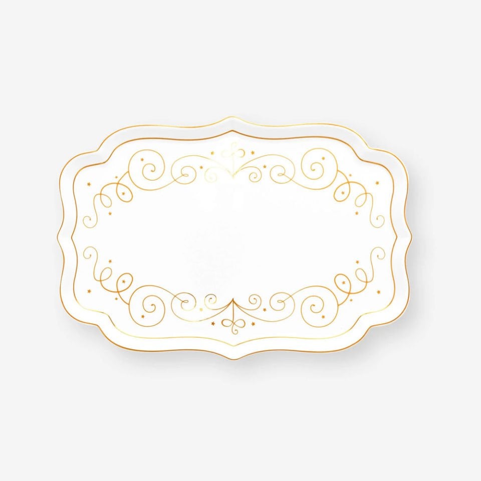 Beyaz Porselen Tepsi 26 Cm Royal Gold White Collection by Pip Studio