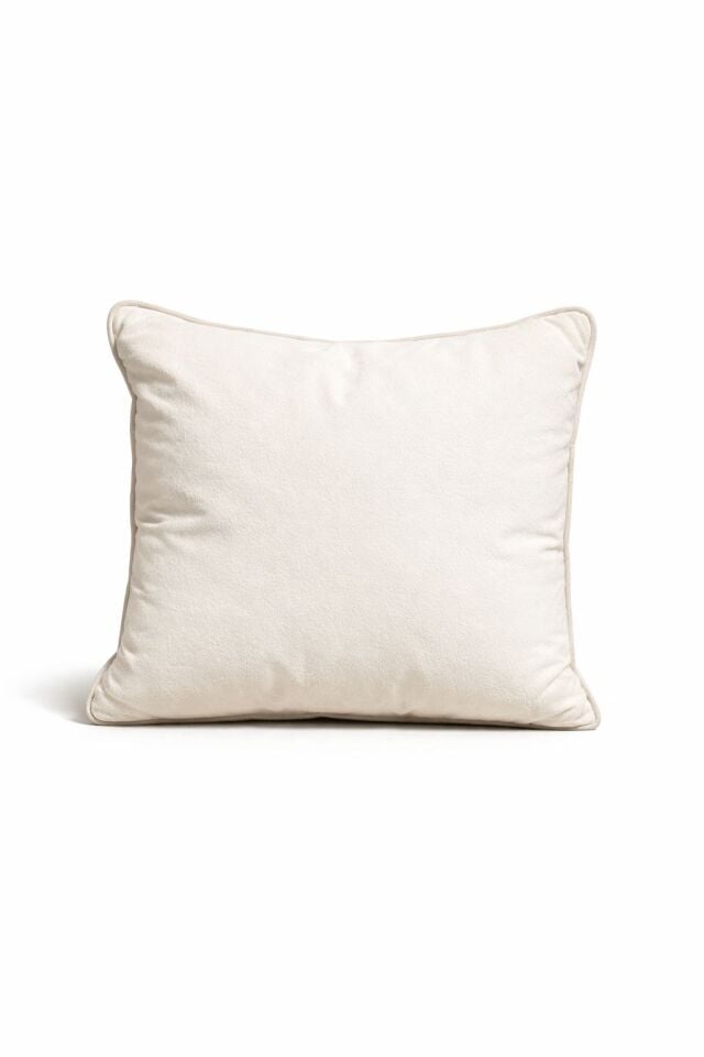 Guseti Düz Kadife Yastık Ekru Rengi