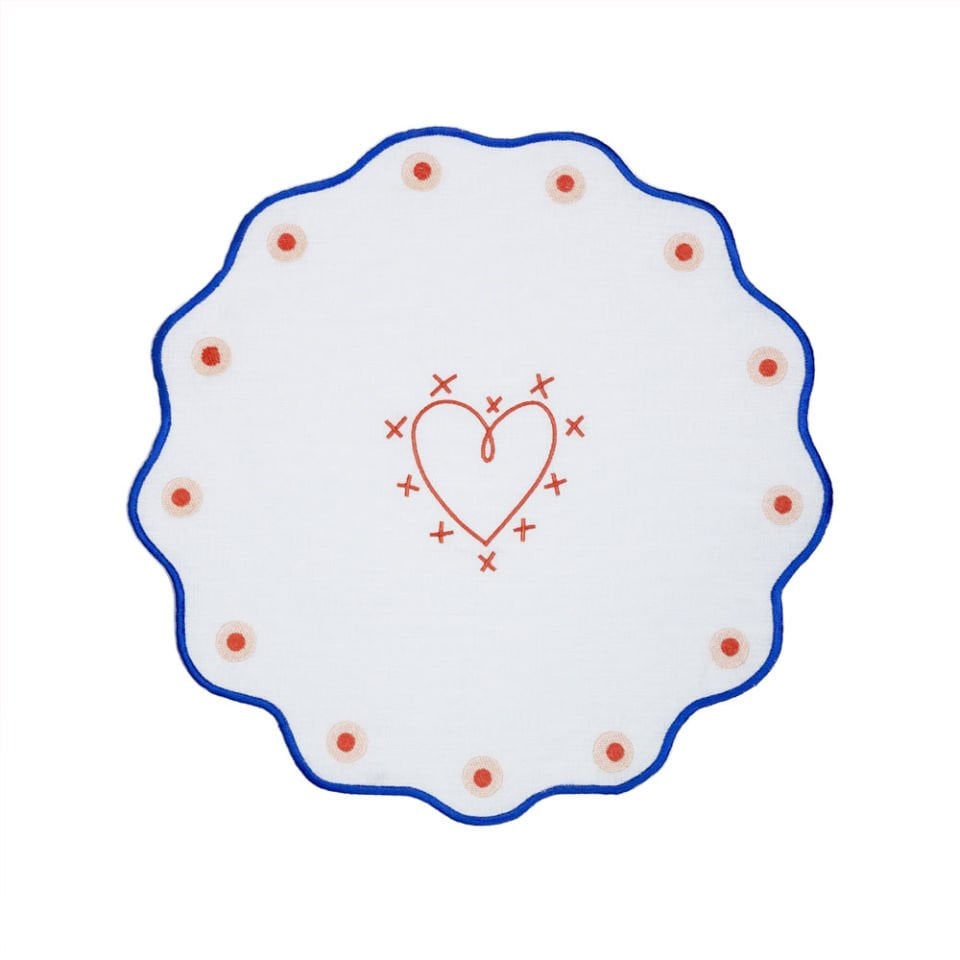 Baci Milano Mamma Mia Kalp İşlemeli Amerikan Servisi 40 cm Mavi